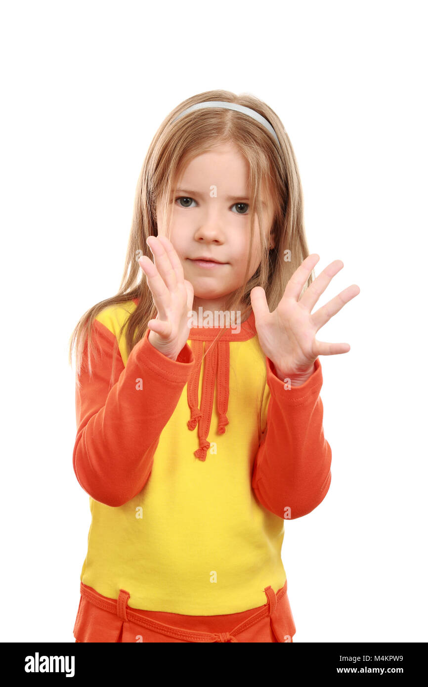 5-year-old girl at the moment of execution of an element of dancing-slapping in the palm of your hand Stock Photo