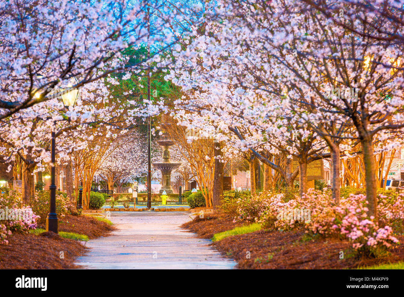 Macon, Georgia, USA downtown square in spring. Stock Photo