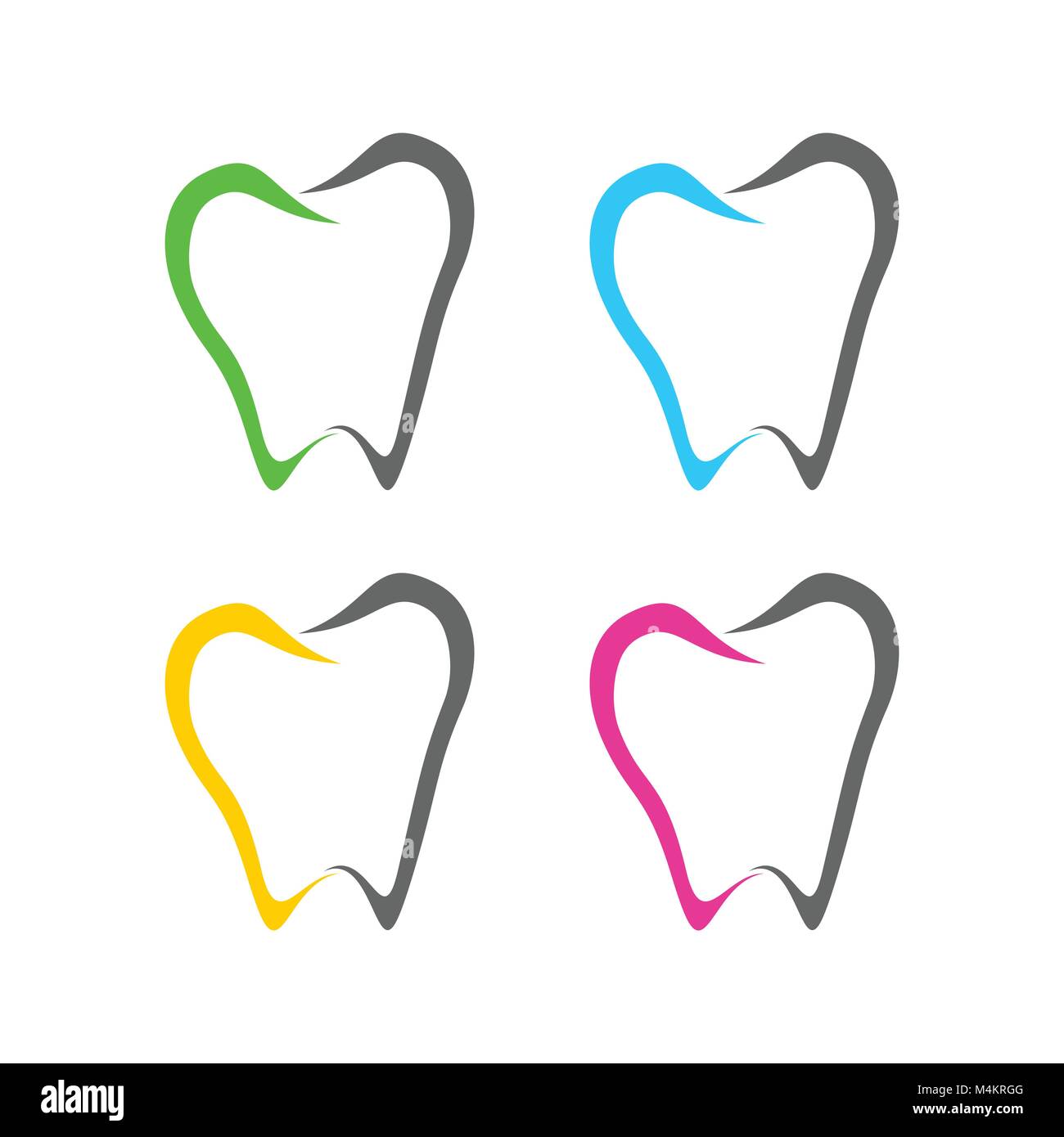 Abstract Dental Tooth Line Art Icons Vector Symbol Graphic Logo Design Stock Vector