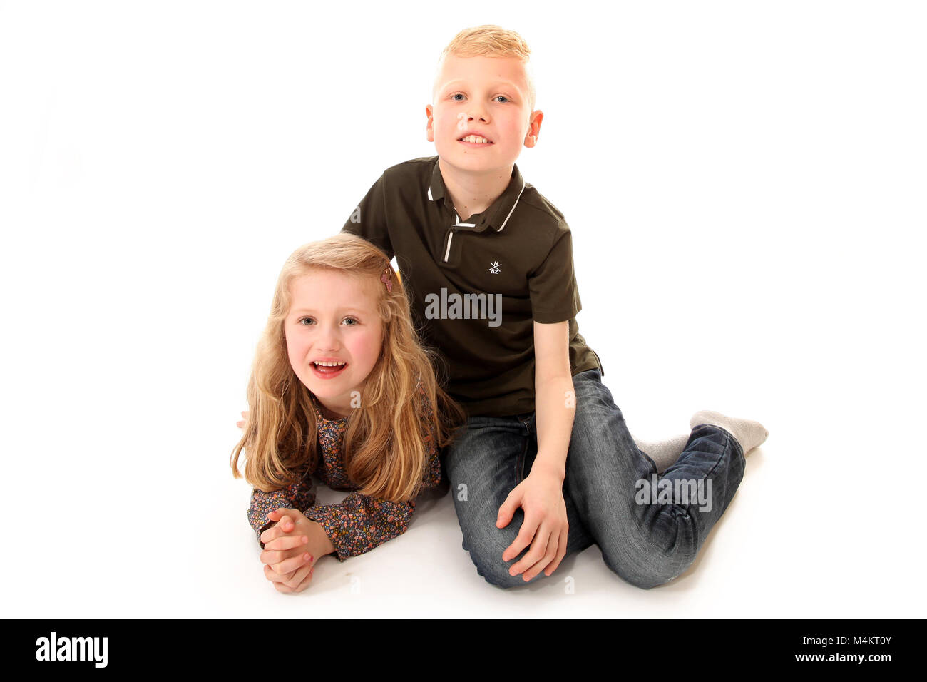 brother and sister, laughing and having fun, happy childhood Stock Photo