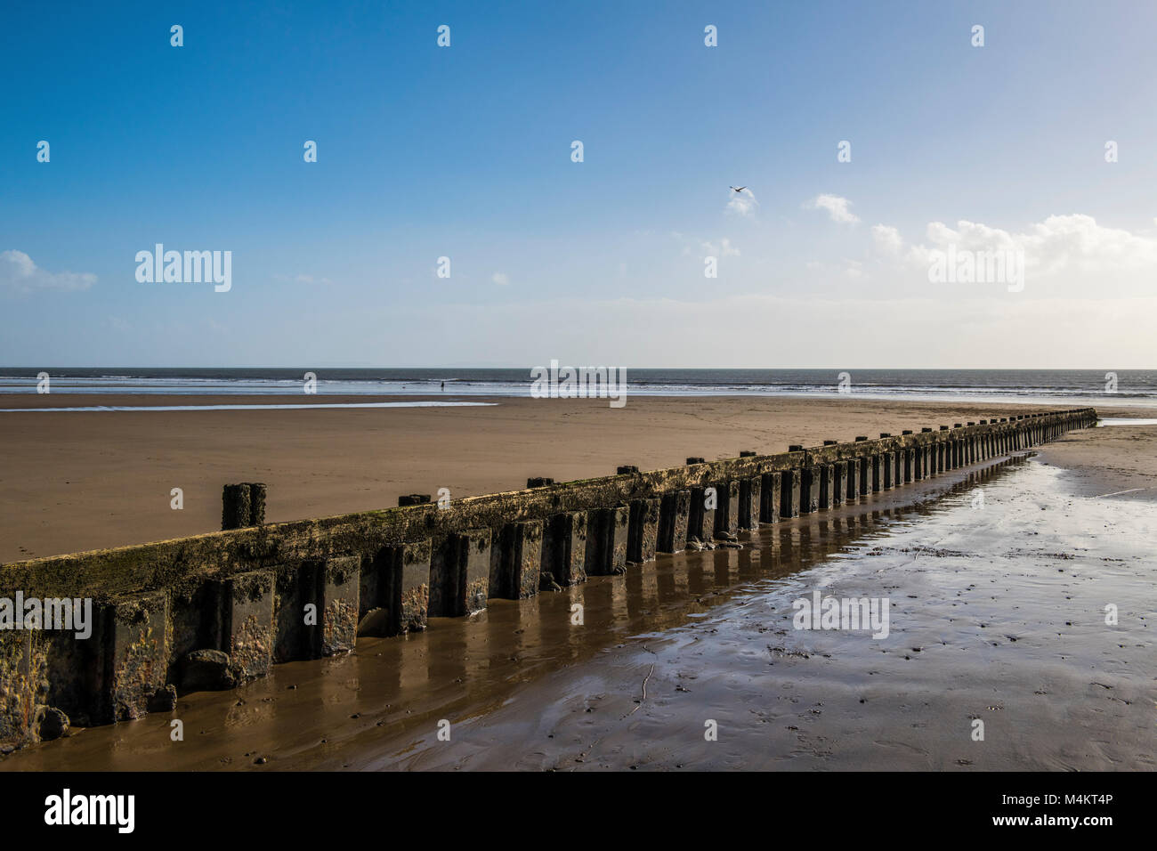 Amroth Beach and Groyne Pembrokeshire Coast, West Wales Stock Photo