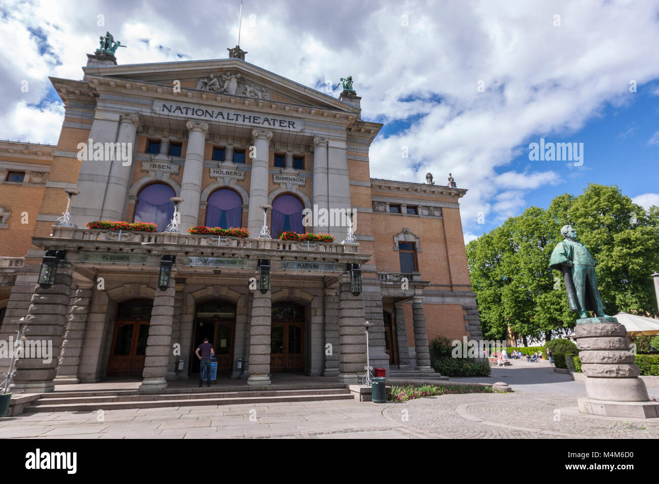 The statue of Bjornson in front of the National Theater, Oslo, Norway Stock Photo