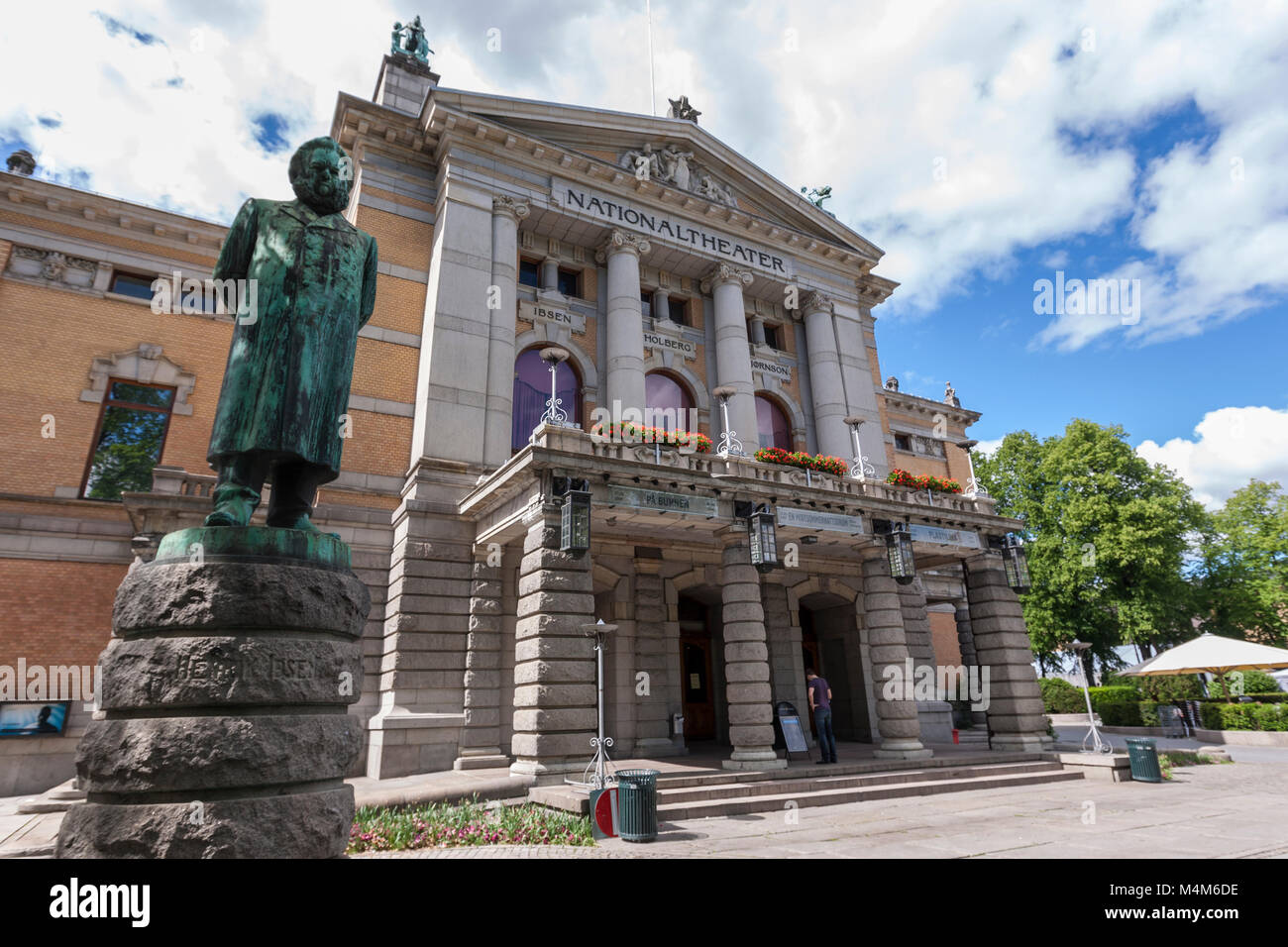 Henrik Ibsen statue, by artist Stephan Sinding ,  in front of the National Theater, Oslo, Norway Stock Photo