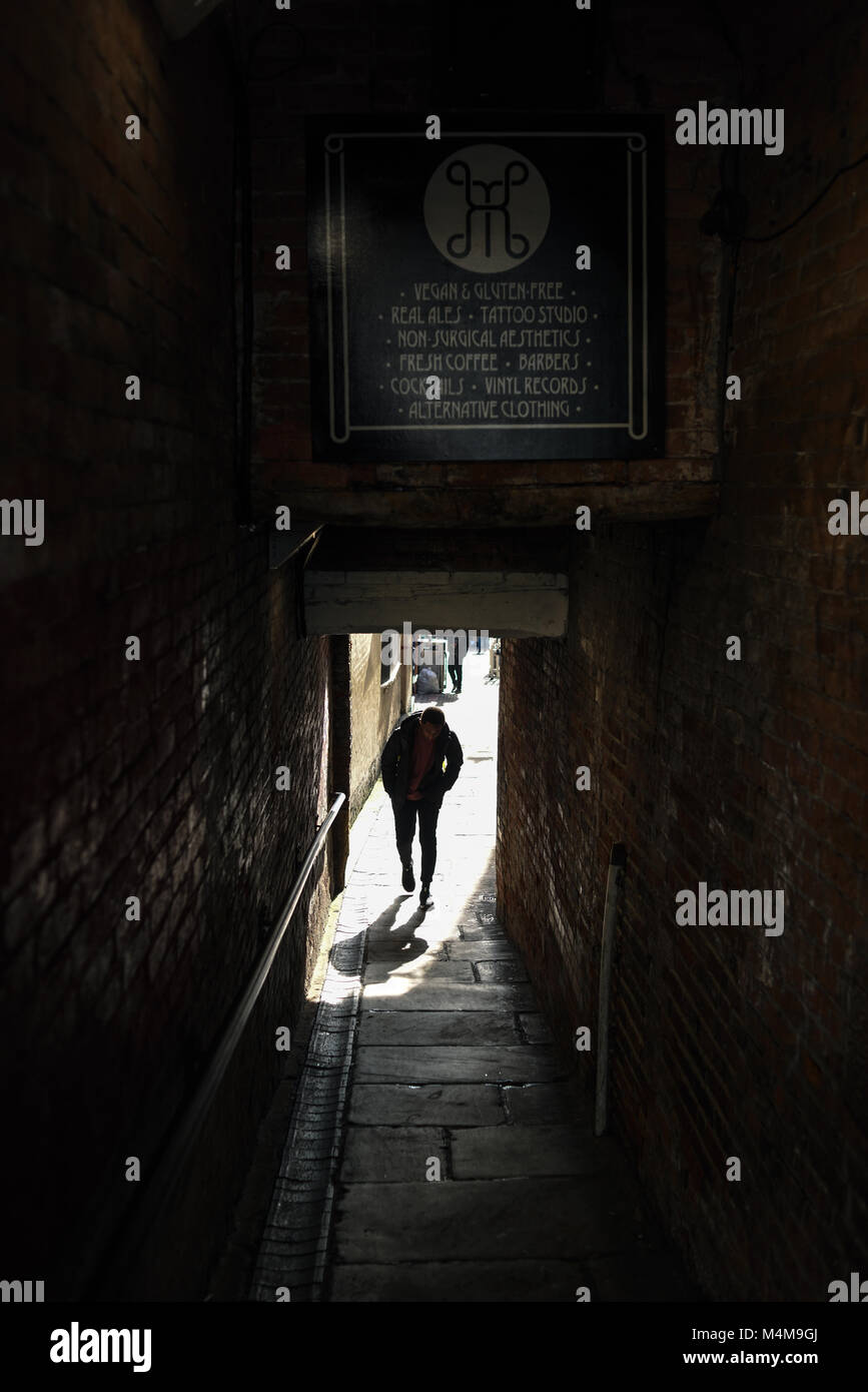 Figure In Dark Alley Way Uk Stock Photo Alamy