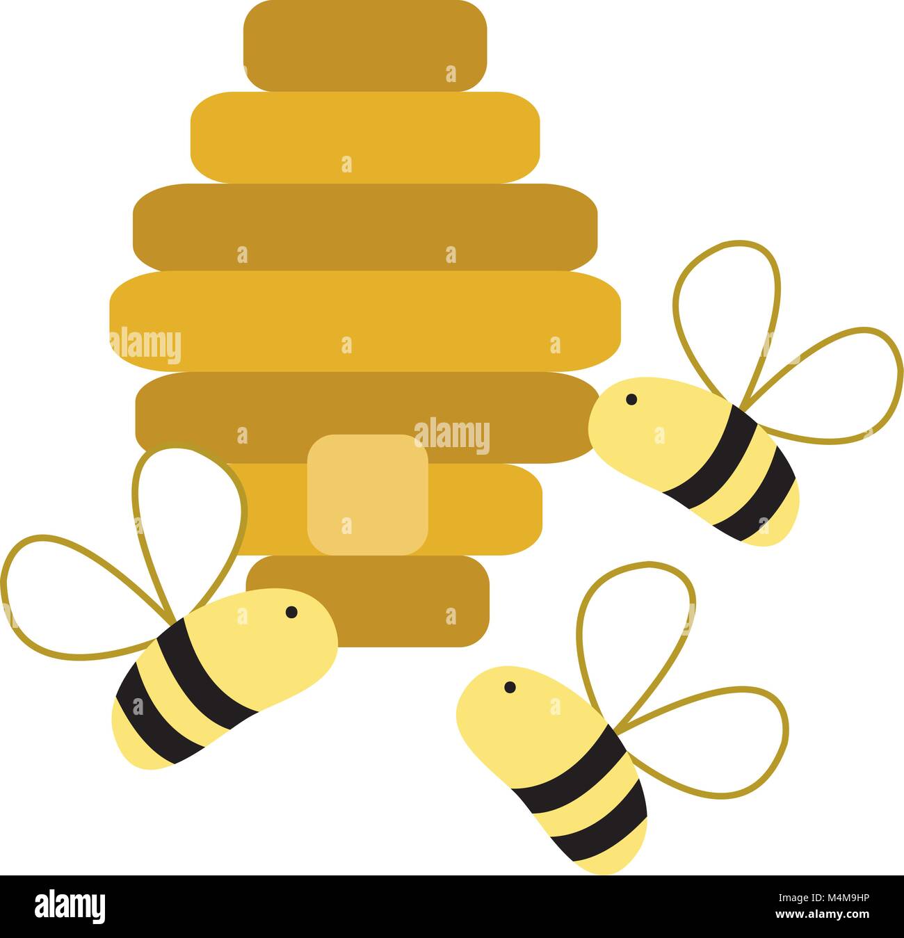 colorful cute bees insect flying about honeycomb Stock Vector Image ...