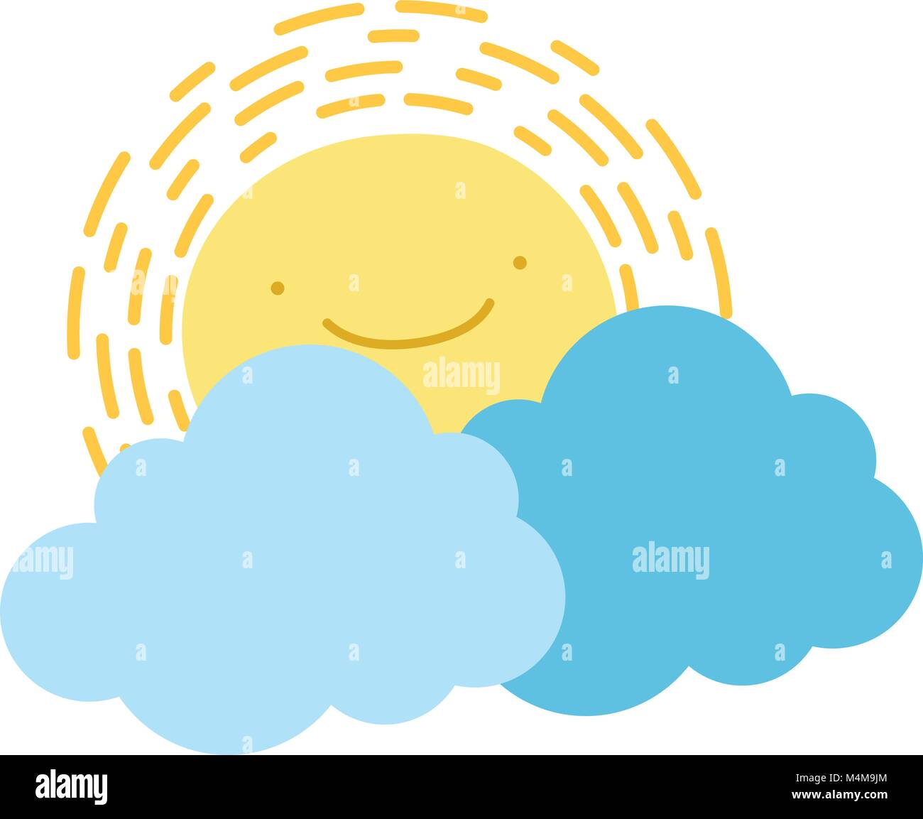 colorful kawaii happy sun with cloud natural weather Stock Vector Image ...