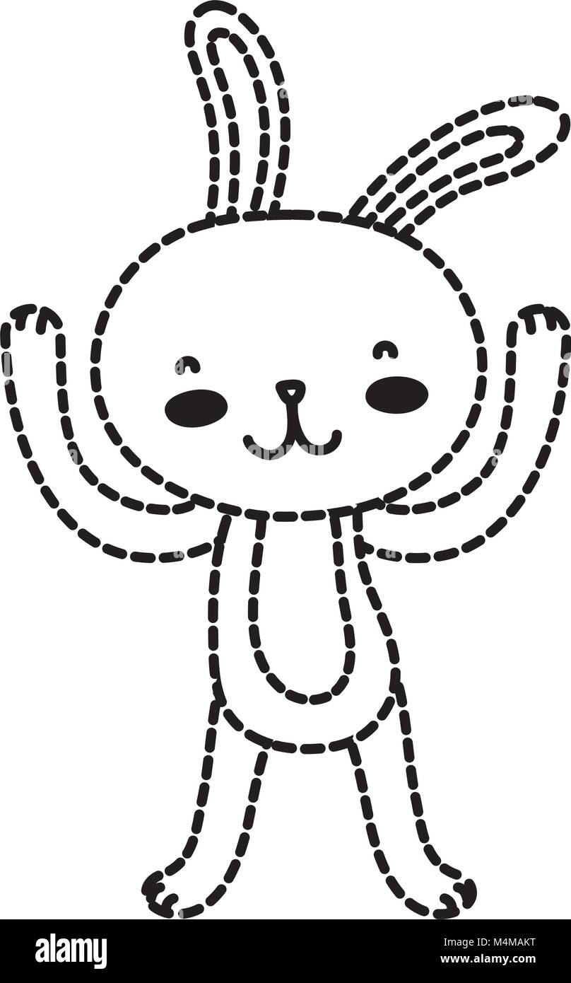 dotted shape cartoon rabbit animal with hands up Stock Vector Image ...