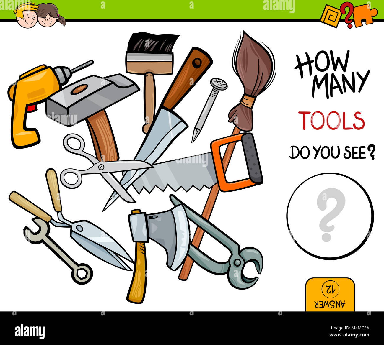 Tools Lot Example Games counting tools educational activity game Stock Photo - Alamy