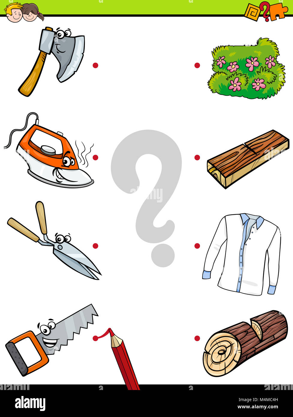 match objects educational activity game Stock Photo - Alamy