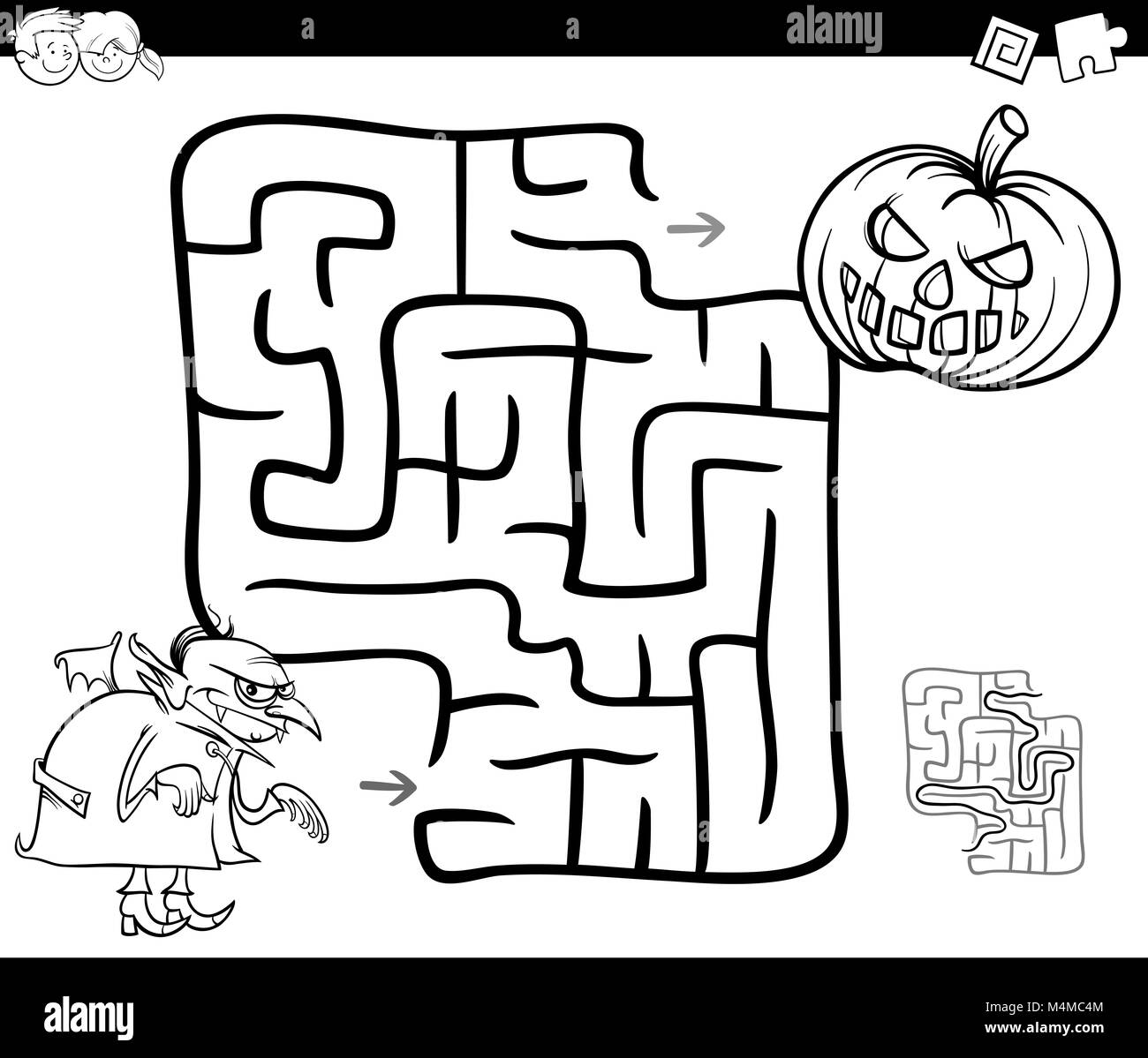 halloween maze activity for coloring Stock Photo Alamy