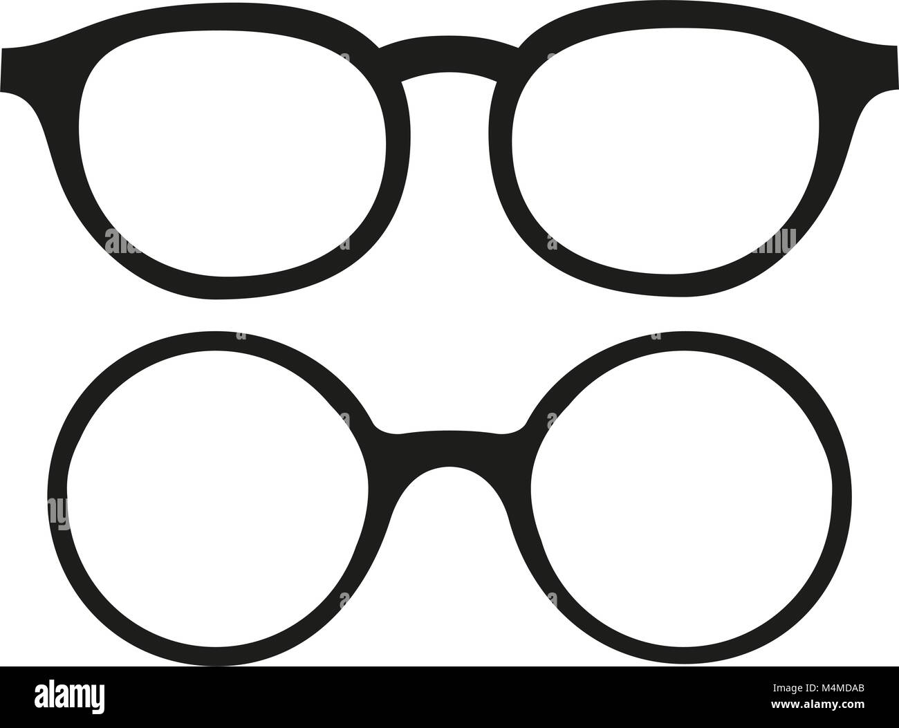 Cartoon icon poster glasses, spectacles silhouette set. Stock Vector
