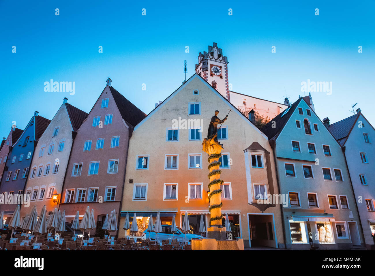 night view of old Bavarian town Fussen Stock Photo Alamy
