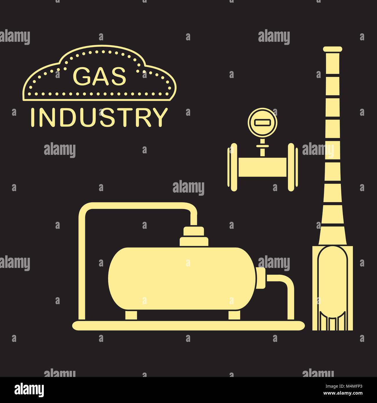 Gas processing plant. Industrial gas meter. Design for announcement