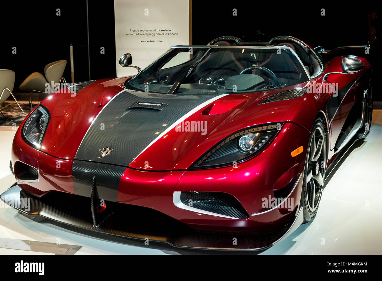 Toronto, Canada. 15th Feb, 2018. Presentation of Koenigsegg Agera RS sport car during Media Preview Day at the 2018 Canadian International AutoShow (Feb. 16-25) Metro Toronto Convention Center. Credit: Anatoliy Chekrasov/Pacific Press/Alamy Live News Stock Photo