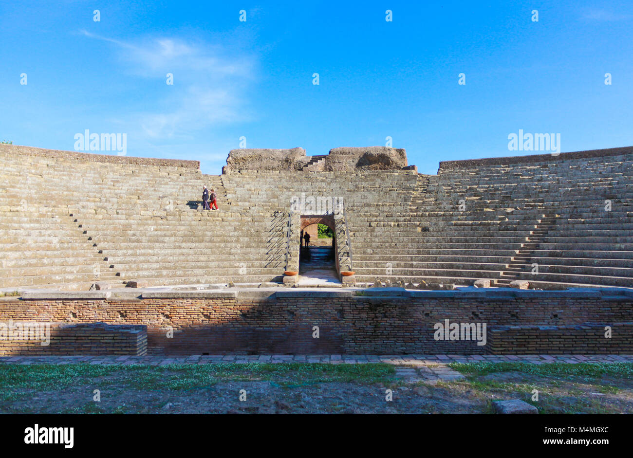 OSTIA ANTICA RUINS: VIEW OF THE AMPHITHEATER. Stock Photo
