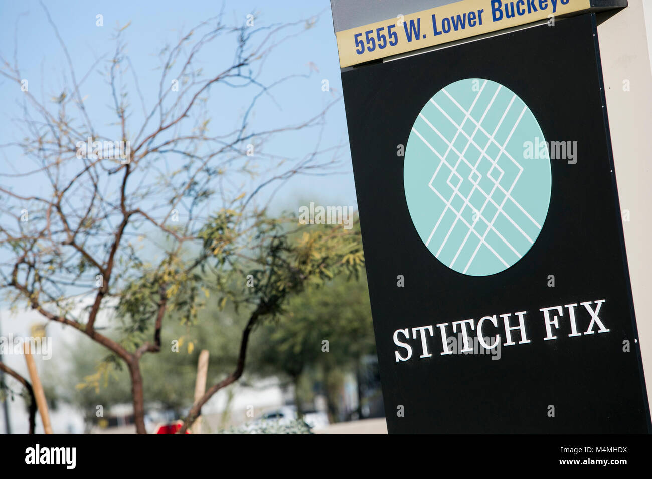 A logo sign outside of a facility occupied by Stitch Fix in Phoenix, Arizona, on February 3, 2018. Stock Photo