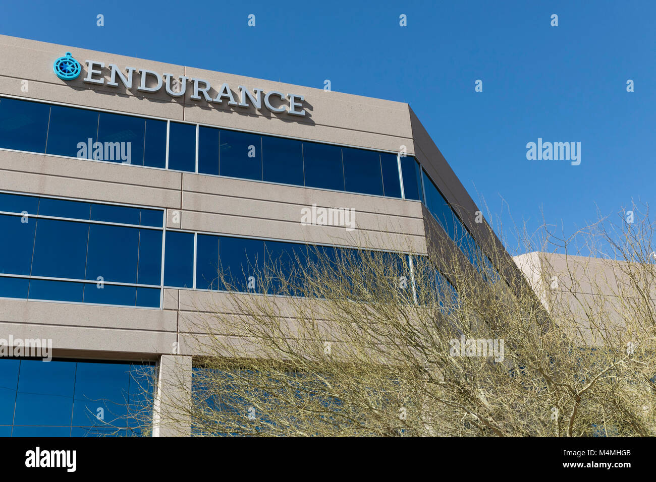 A logo sign outside of a facility occupied by Endurance International Group in Tempe, Arizona, on February 3, 2018. Stock Photo