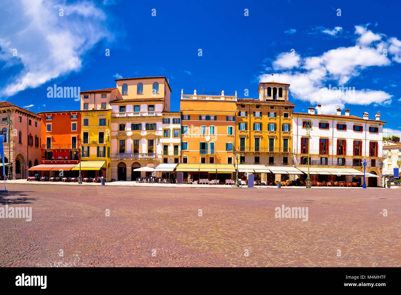 Piazza Bra square in Verona colorful view, landmark in Veneto region of Italy Stock Photo