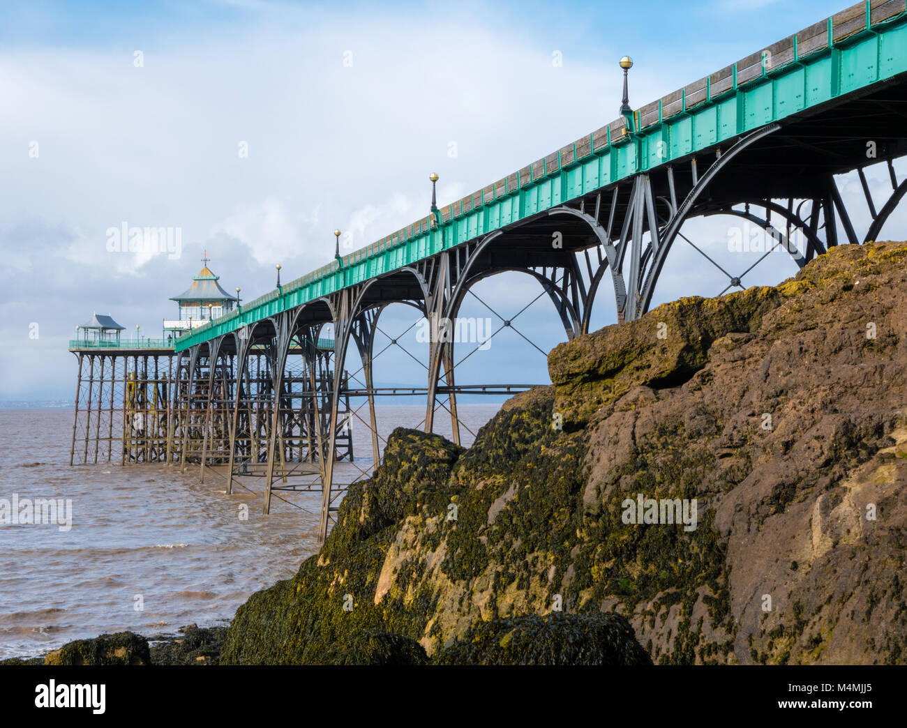 Victorian Clevedon Pier on the east coast of Somerset UK Stock Photo