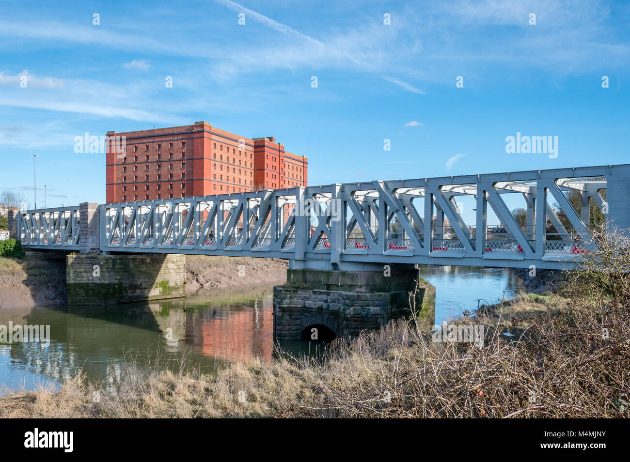Newly refurbished Ashton Avenue swing bridge formerly a road and rail