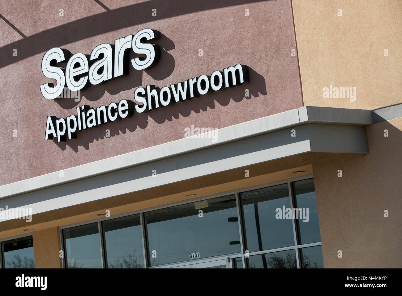 A logo sign outside of a Sears Appliance Showroom in Scottsdale, Arizona, on February 4, 2018. Stock Photo