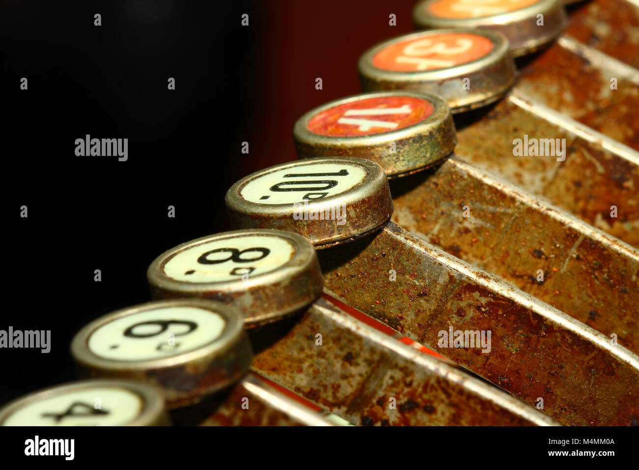 Buttons on a till for pre decimal united kingdom money Stock Photo