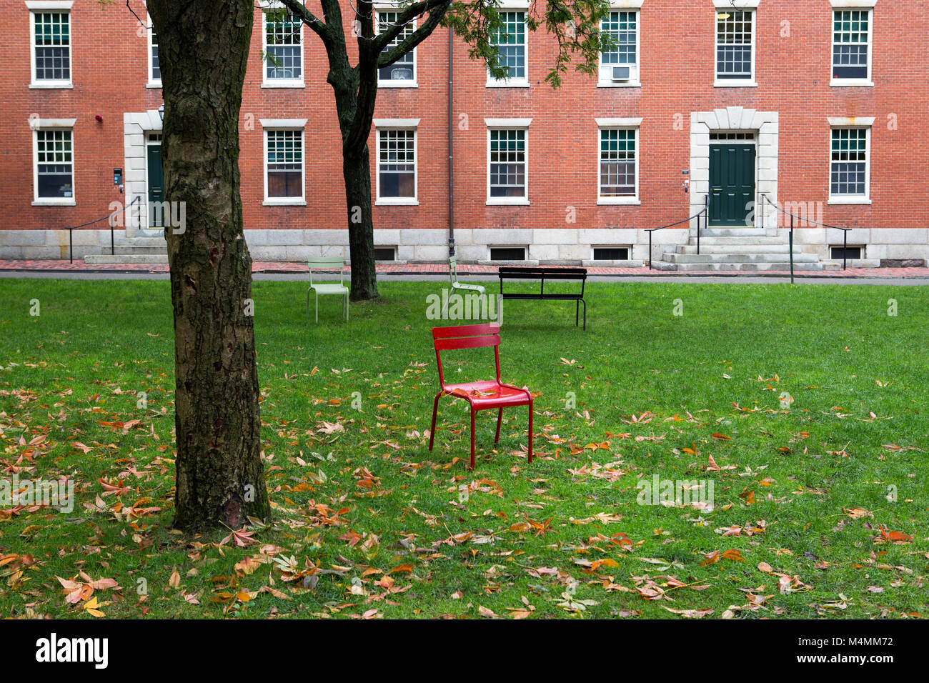 Park in one of the campuses in Cambridge city in Massachusetts Stock
