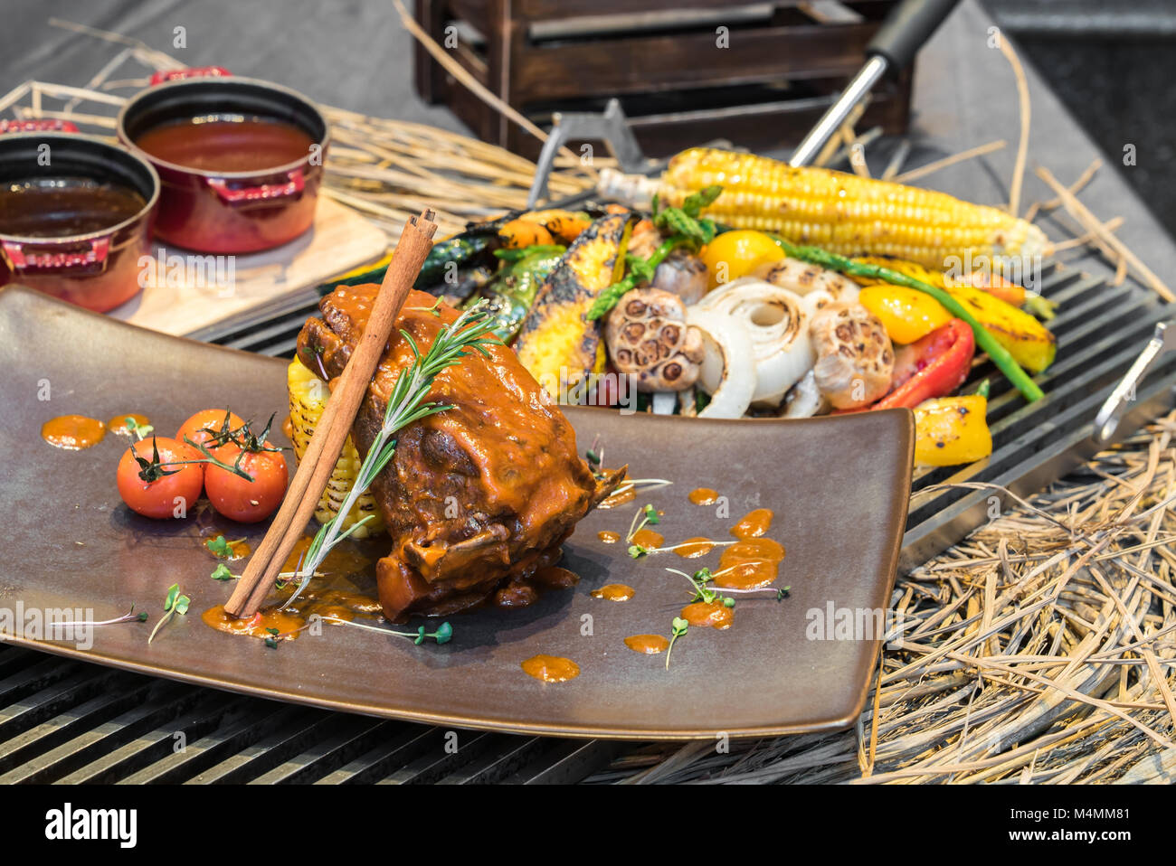 grilled and rosted Lamb ribs Stock Photo - Alamy