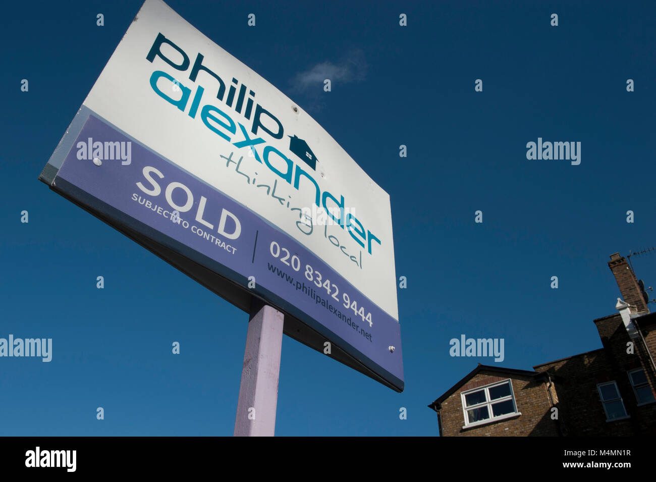 Philip Alexander sold estate agent sign in Muswell Hill in London, England Stock Photo