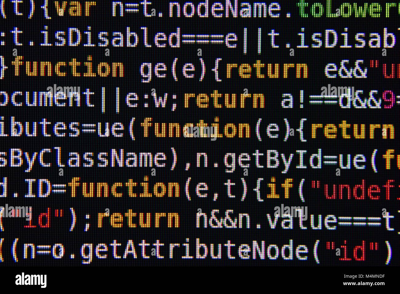 Yellow Red and White Program Source Code Segment on Black Screen ...