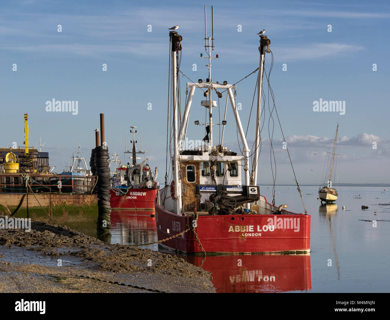 LEIGHONSEA, ESSEX, UK FEBRUARY 16, 2018 Fishing Trawlers moored at