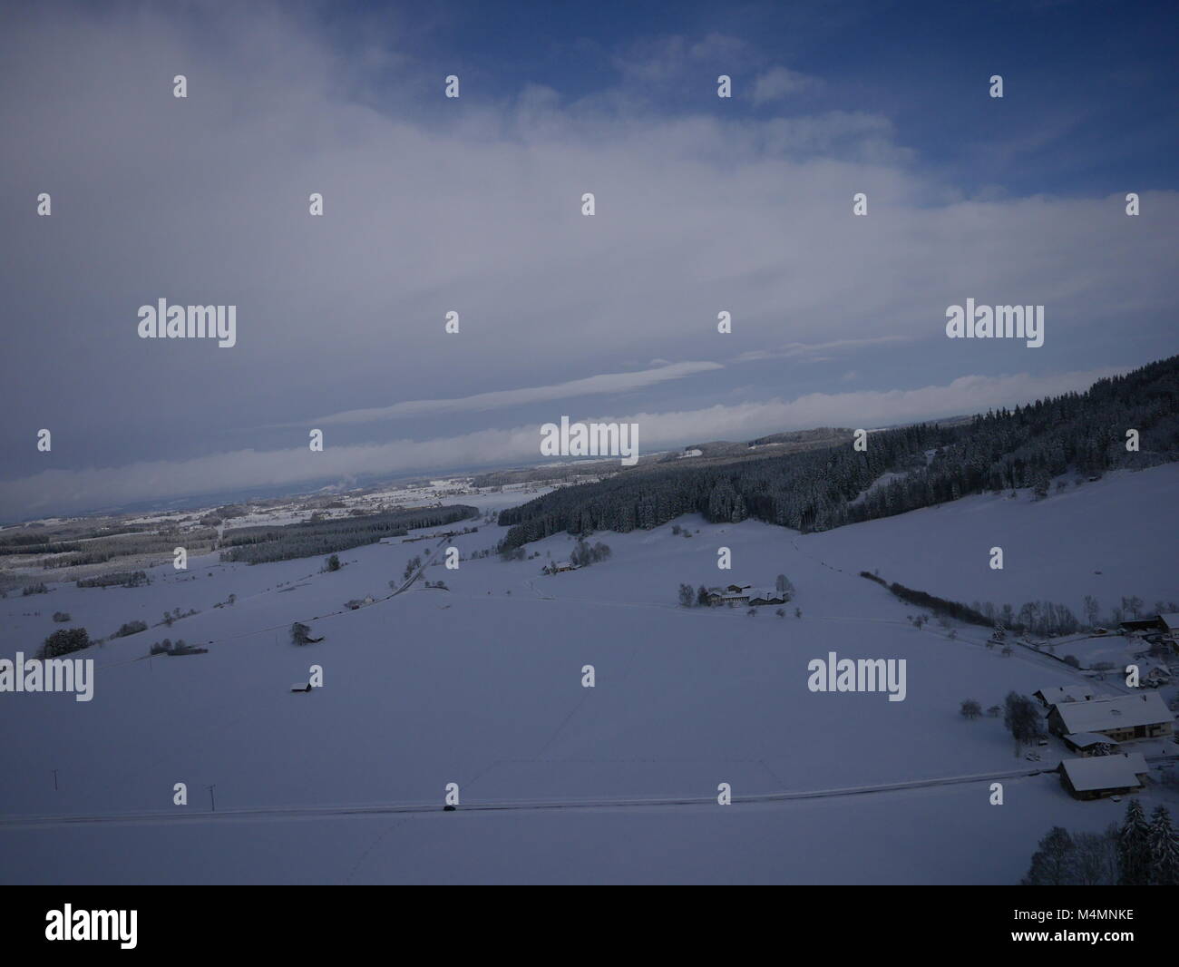 aerial photo of village in winter Stock Photo - Alamy