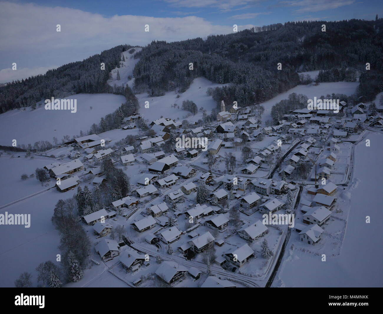 aerial photo of village in winter Stock Photo - Alamy