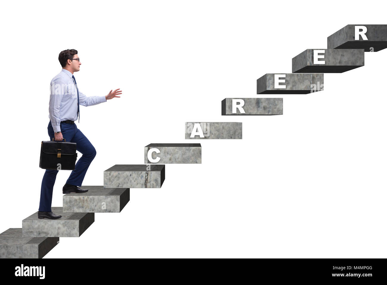 Businessman climbing career ladder in business concept Stock Photo - Alamy
