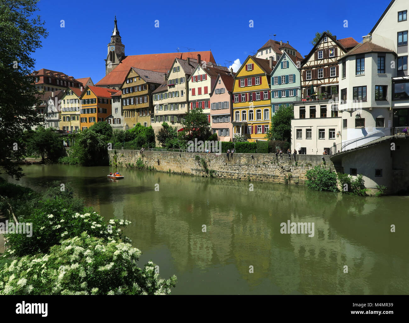university city Tuebingen; Germany; River Neckar; Stock Photo