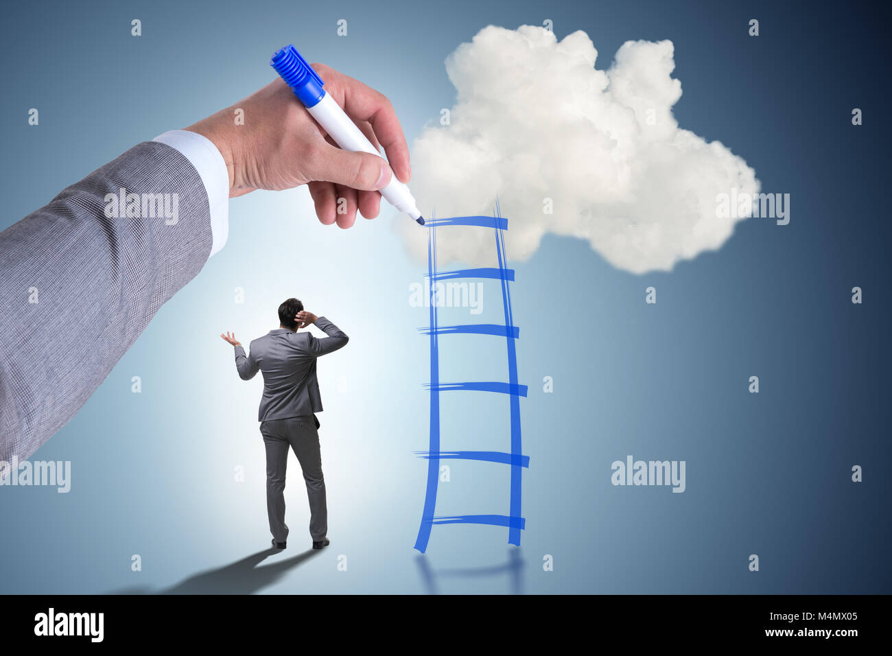 Businessman climbing career ladder in business concept Stock Photo - Alamy