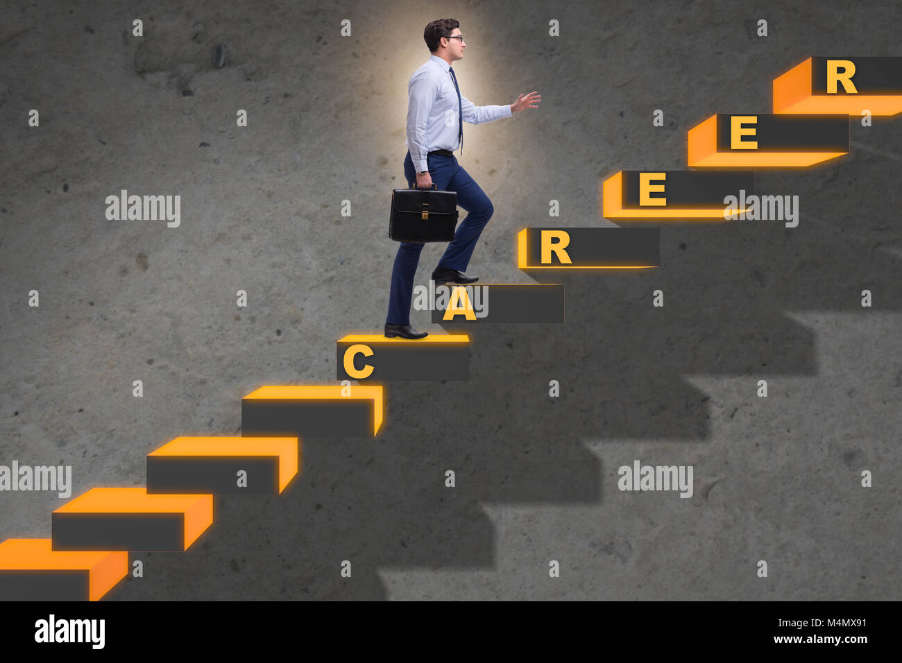 Businessman climbing career ladder in business concept Stock Photo - Alamy