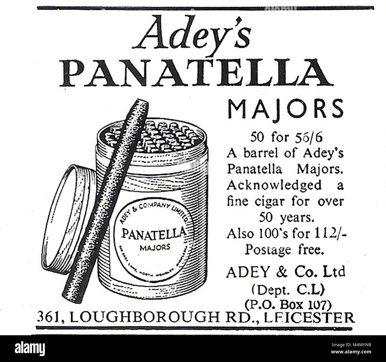 Adey's panetella Majors cigar tobacco advert, advertising in Country ...