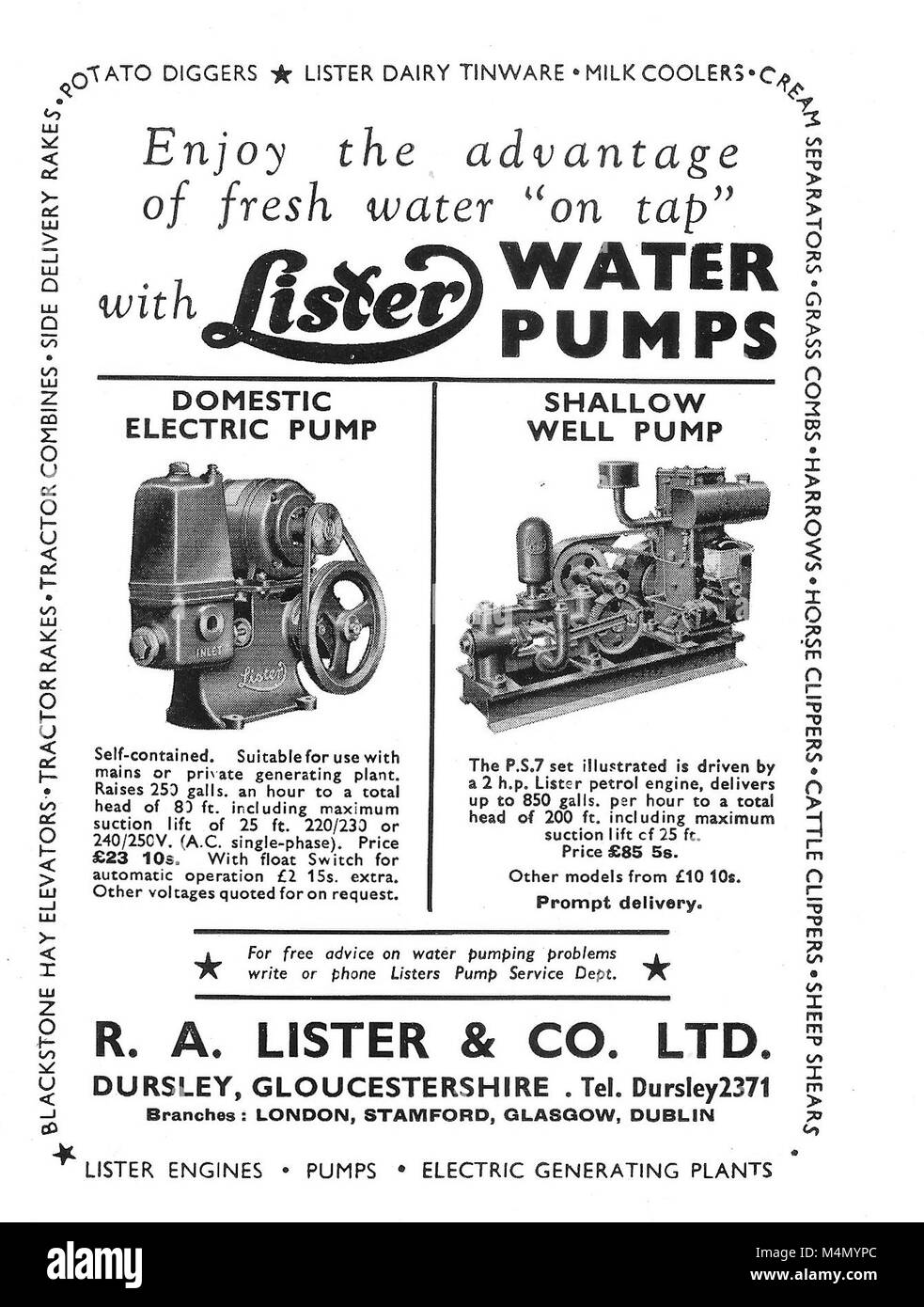 Old water pump advert Cut Out Stock Images & Pictures Alamy