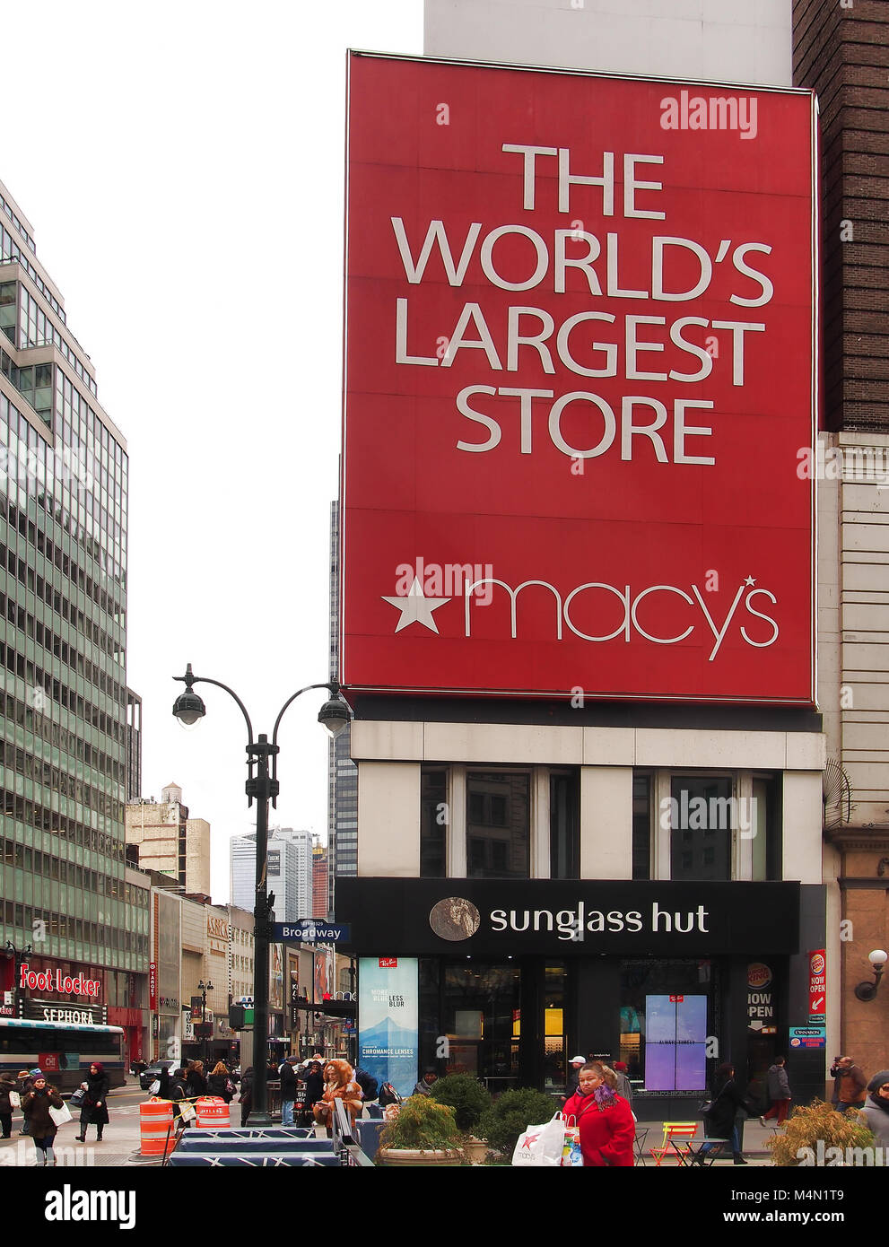 New York , New York, USA. Febuary 1, 2018. Macy's billboard on the corners of 7th Avenue and  Broadway in Times Square, midtown Manhattan, New York Ci Stock Photo