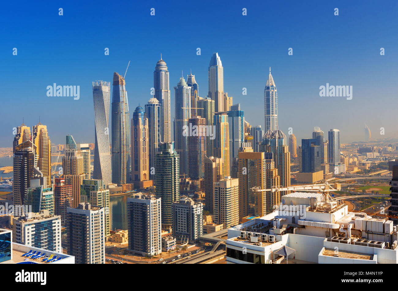 Amazing rooftop view on Dubai Marina skyline, Dubai,United Arab