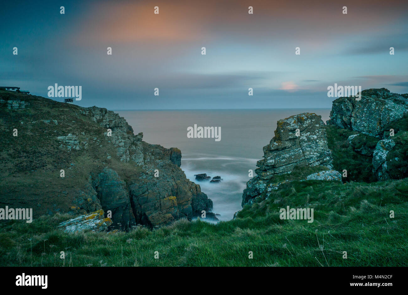 Bass Point Lookout sunset Lizard Peninsula Cornwall Stock Photo