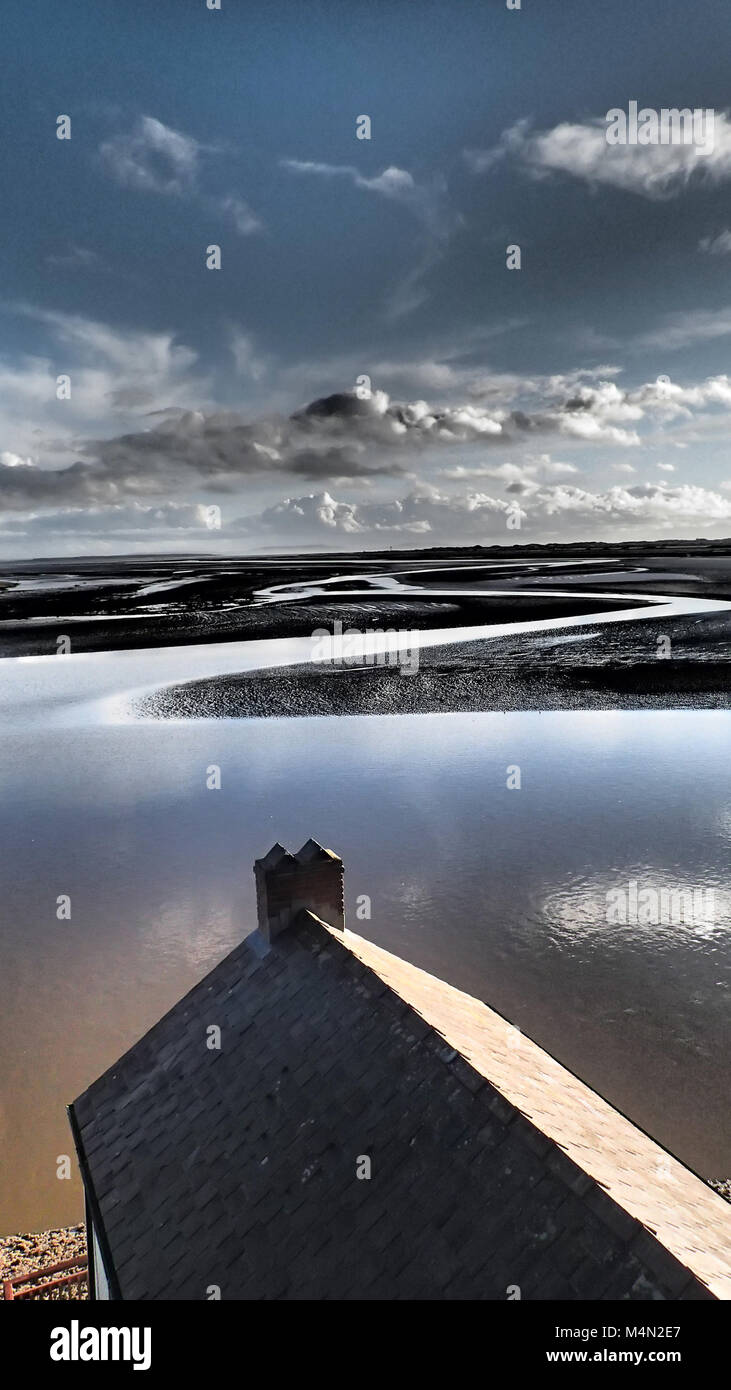Dylan Thomas's Boat House at sunrise (1914-1953) lived at the Boathouse in Laugharne for the last four years of his life Stock Photo