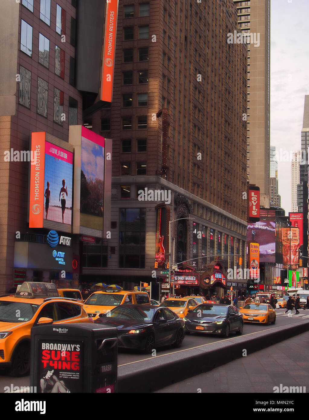 Congested traffic in Times Square Stock Photo