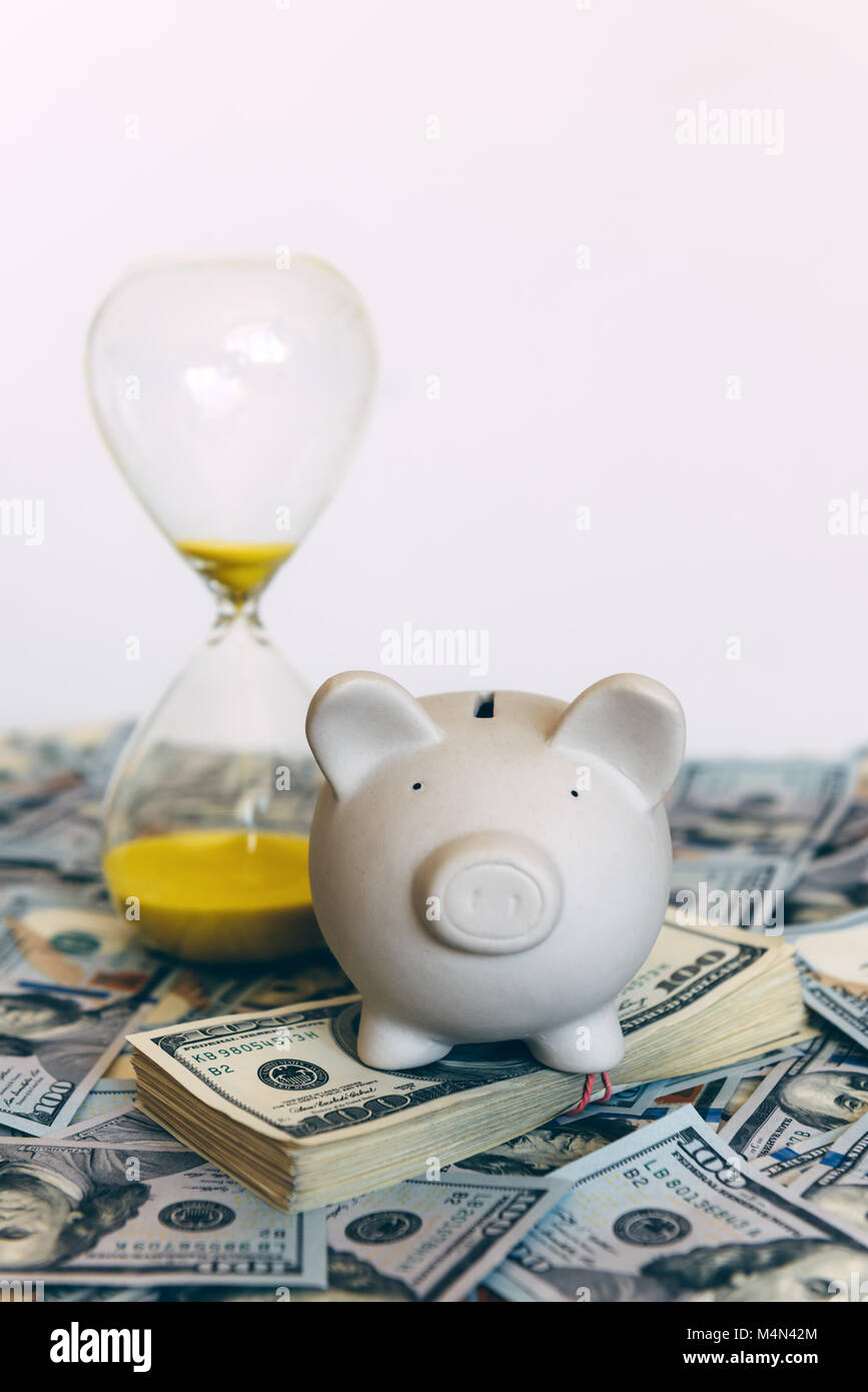 Piggy moneybox with dollar cash Stock Photo