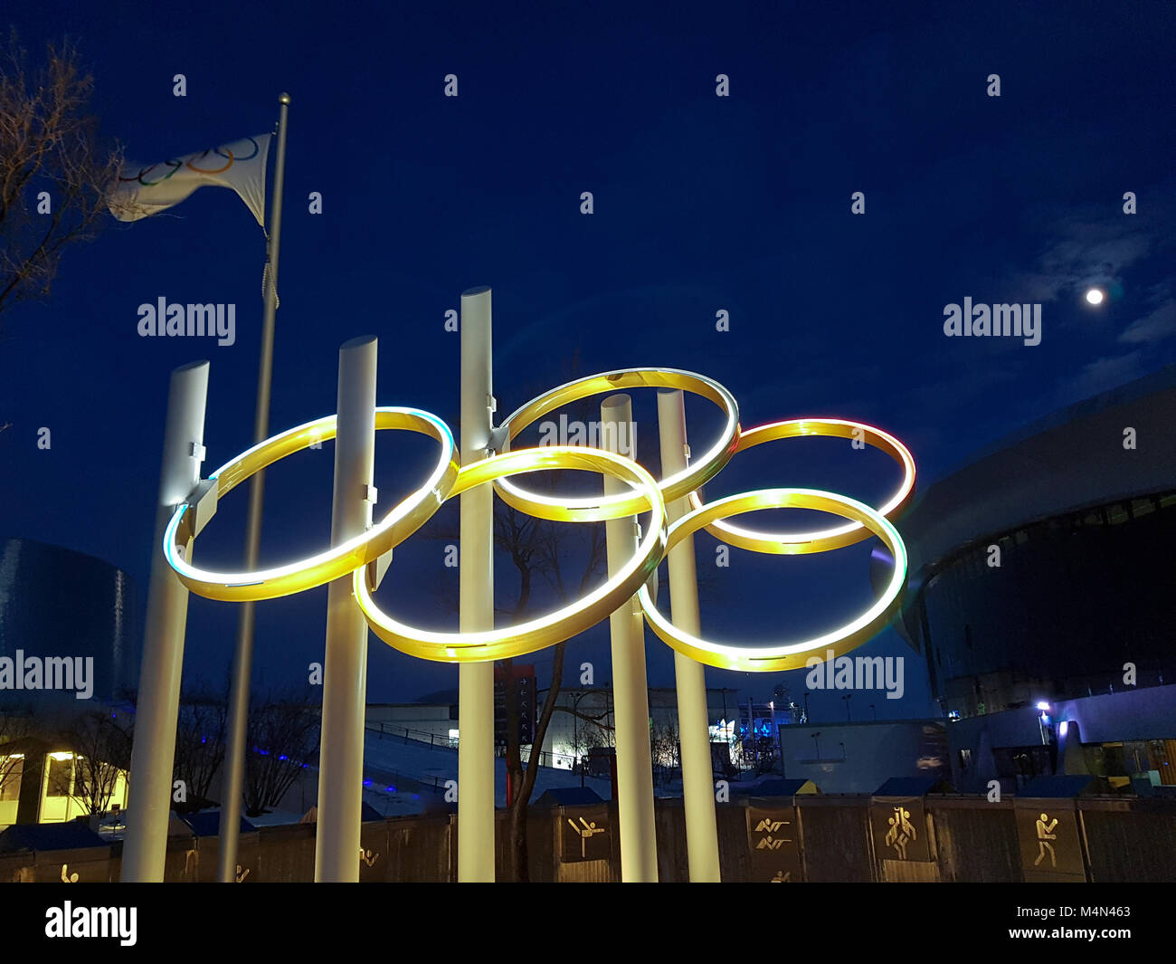 Olympic rings in Montreal, Canada Stock Photo