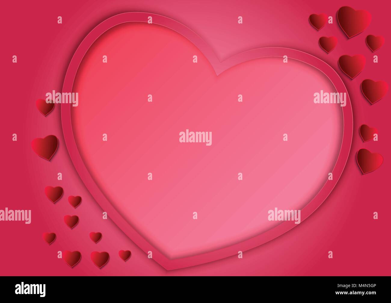 Paper art style of frame heart shape on pink background vector ...