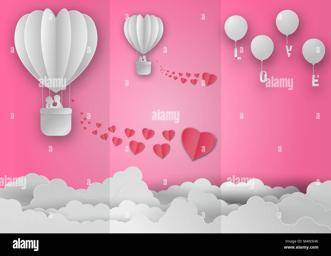 Vector Valentine's day with balloon and heart shape on pink background ...