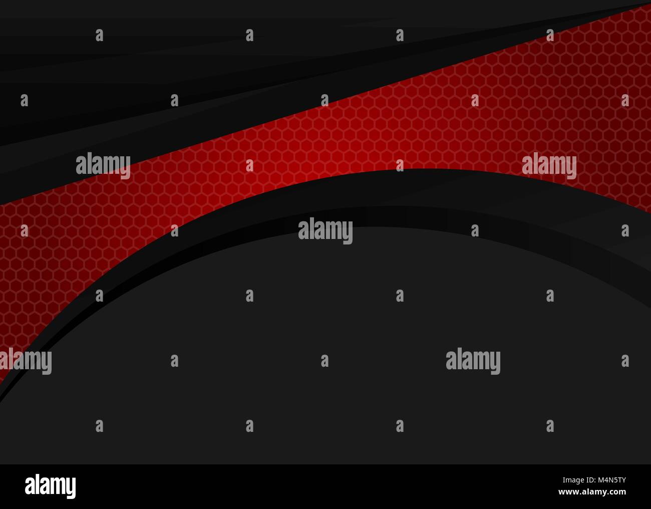 Vector red and black waves abstract background with copy space Stock ...
