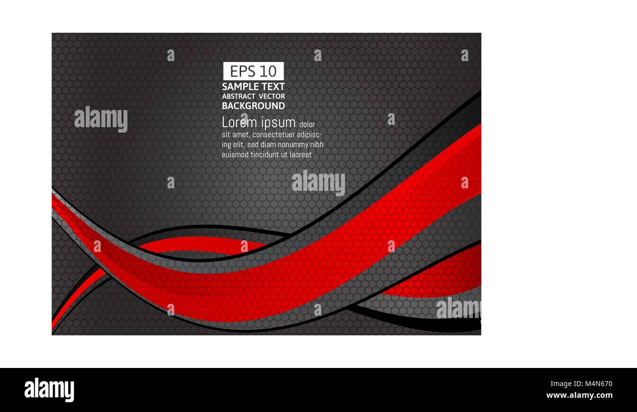 Red and Black geometric and wave, abstract vector background with copy ...